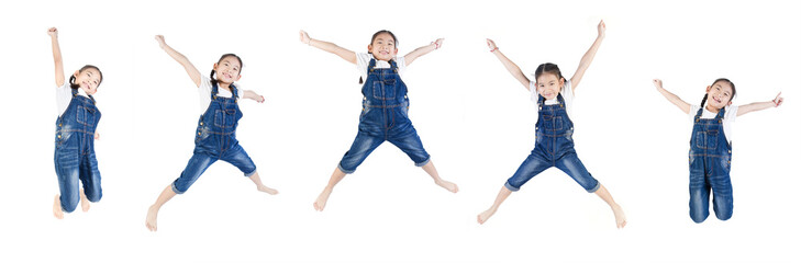 Asian cute child is jumping