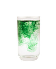 chlorophyll in glass isolated on white background