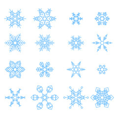Set of snowflakes abstract isolation, winter element for design