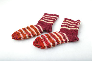 red Christmas socks. well-dressed Christmas tree on