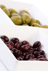 Studio shot of olives in bowl