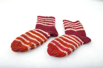red Christmas socks. well-dressed Christmas tree on