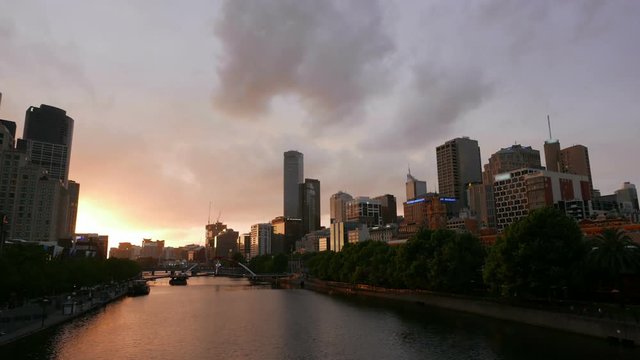 Melbourne Australia skyline cloudscape time lapse