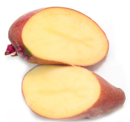 red potatoes on a white background