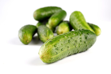 Cucumbers on white background - studio shot