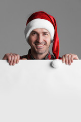 Man in Santa's hat