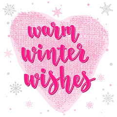 Modern calligraphy style winter quote with snowflakes.