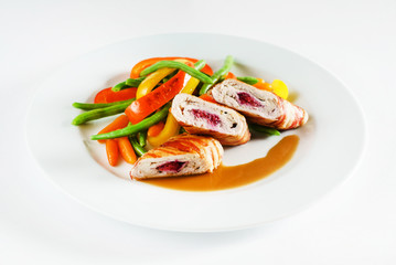 stuffed chicken with vegetables