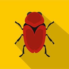 Red beetle icon. Flat illustration of red beetle vector icon for web