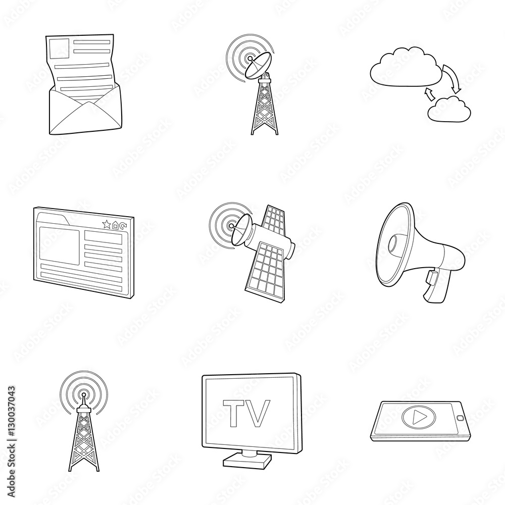 Poster internet connection icons set. outline illustration of 9 internet connection vector icons for web