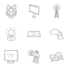 Stream icons set. Outline illustration of 9 stream vector icons for web