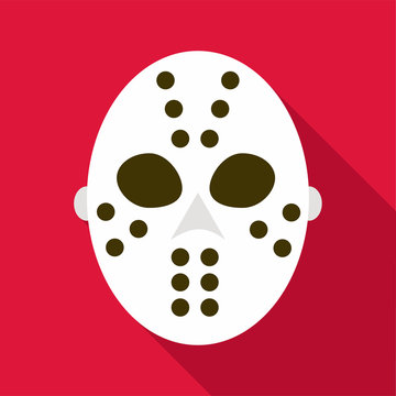 Hockey goalie mask icon. Flat illustration of hockey goalie mask vector icon for web design