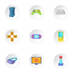 Computer games icons set. Cartoon illustration of 9 computer games vector icons for web