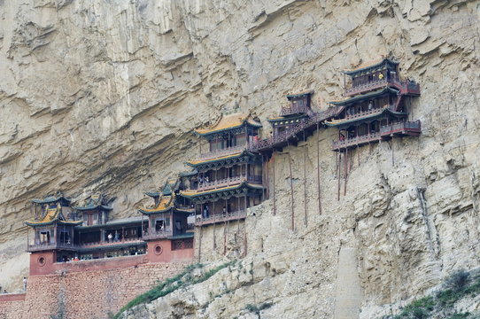 The Hanging Monastery dating back more than 1400 years in Jinlong Canyon, Shanxi province, China