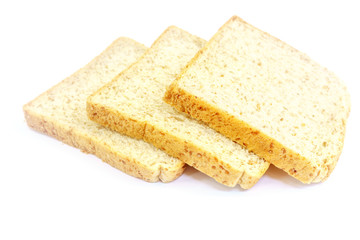 Fototapeta na wymiar sliced breads on white background
