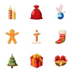 New year icons set. Cartoon illustration of 9 new year vector icons for web