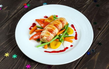 stuffed chicken with vegetables