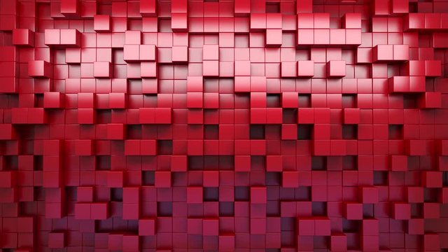3D rendering. Red extruded cubes. Abstract background. Loop.
