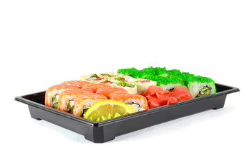 Sushi rolls isolated on white background