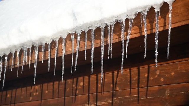 icicles glisten in the sun and dripping drops