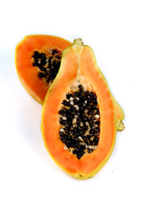 Papaya on white backgrouns - studio shot