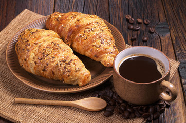 Two croissants and coffee