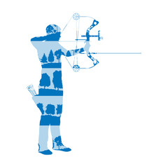Archer man with bow and arrow vector background abstract illustr