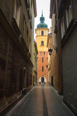 Fototapeta na wymiar View on the St. Martin's Church in old town in Warsaw