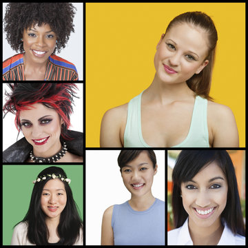 Collage of attractive women of different ethnicities