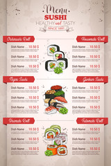 Restaurant vertical color sushi menu - 130041437