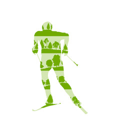 Cross country skiing man vector background abstract concept made