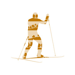 Cross country skiing man vector background abstract concept made