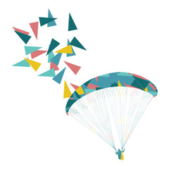 Paraglider flying vector background concept made of polygon frag