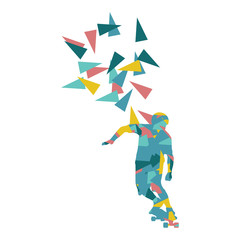 Skateboarder vector background abstract concept made of polygon
