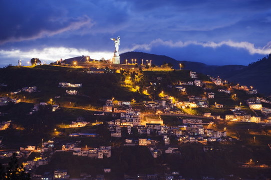 The Virgen de Quito monument on El Panecillo, old town, Quito, Ecuador