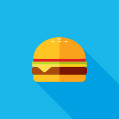 Cheeseburger Flat Long Shadow Icon