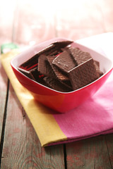 Close-up of chocolate cookies in bowl