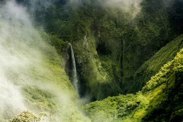 Fototapeten Point of view of the waterfall trou de fer © Yggdrasill