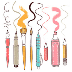 Vector writing and painting tools. Freehand drawing