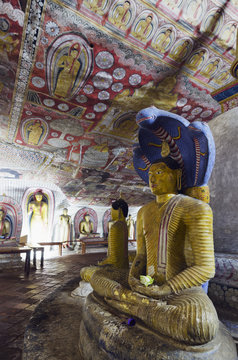 Buddha statues in Cave 2, Cave Temples, Dambulla, North Central Province, Sri Lanka