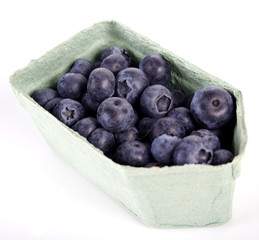 Blueberries in box - white backhround