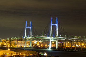 Nightview of Yokohama Baybridge (横浜ベイブリッジ夜景) in Kanagawa, Japan.