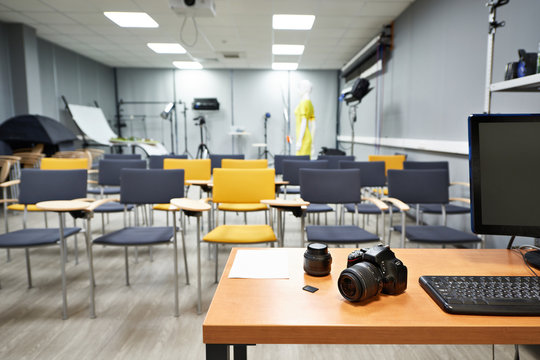 Place of teacher in photography school classroom