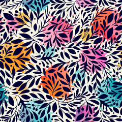 Seamless pattern with plants. Freehand drawing