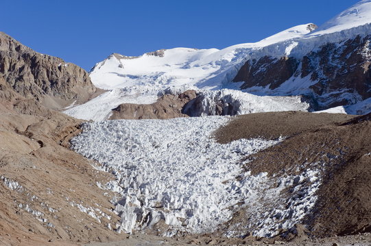 Glacier near Plaza de Mulas basecamp, Aconcagua Provincial Park, Andes mountains, Argentina
