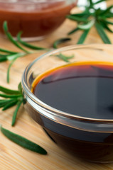 Defocused and blurred image of soy sauce