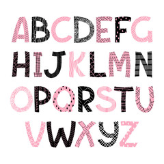 Alphabet letters. Vector. Freehand drawing
