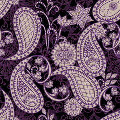 The pattern of mandalas, flowers and Paisley pattern in Oriental style.