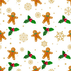 Decorative vector seamless pattern with Christmas and New Year decoration.