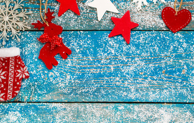 Christmas Decoration Over Wooden Background